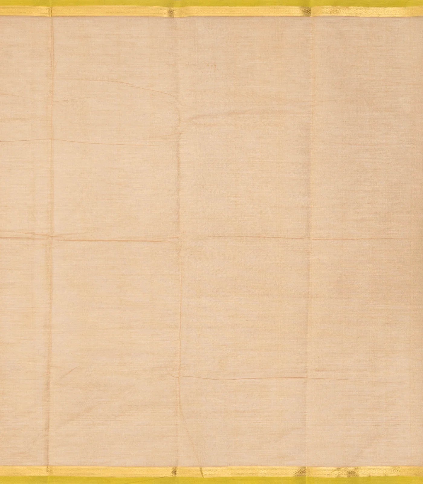 Taupe Handloom Kanchi Cotton Saree With Annam Buttas & Green Border.