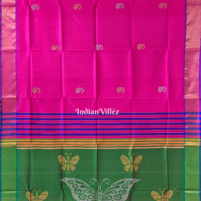 Rani with Green Handwoven Bishnupuri Silk Saree