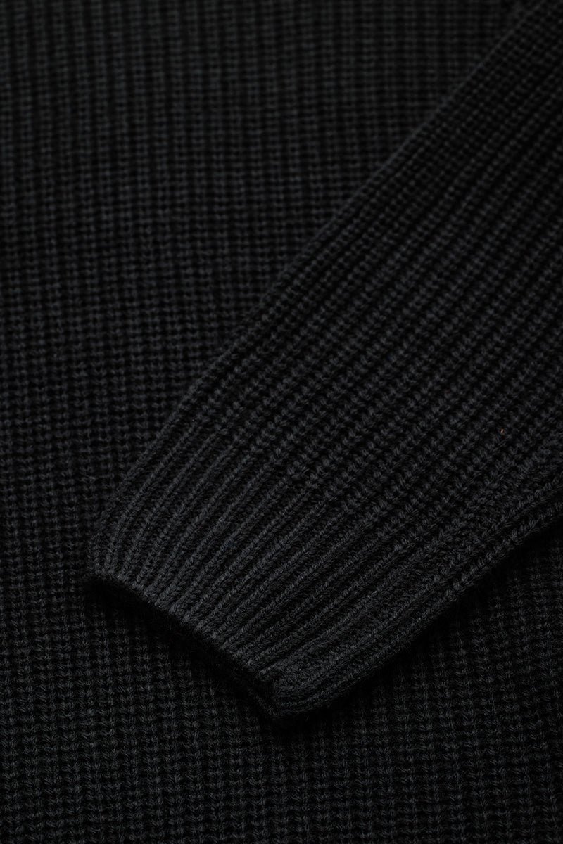 Black Fisherman Knit Sweater