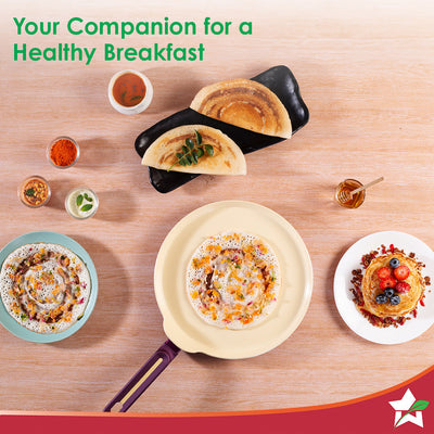 Bellagio Dosa Tawa | 28 cm | Non-Stick Ceramic Coating  Non-Toxic | Pure Aluminium |by blacktree