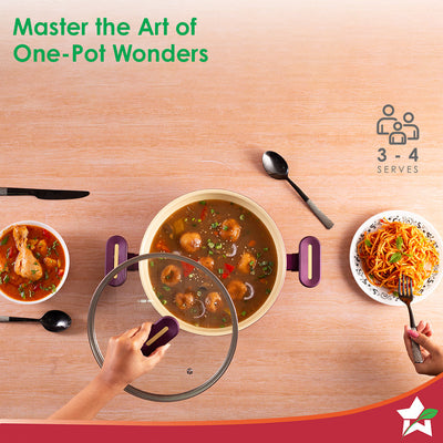 Bellagio Kadhai with Lid | Non-Stick Ceramic Coating |by blacktree