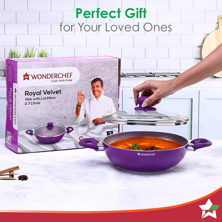 Wonderchef Renewed Royal Velvet Non-stick 24cm Kadhai