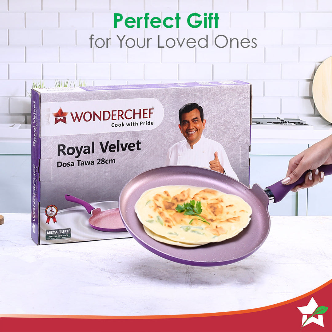 Wonderchef Renewed Royal Velvet 28cm Non-Stick Dosa Tawa