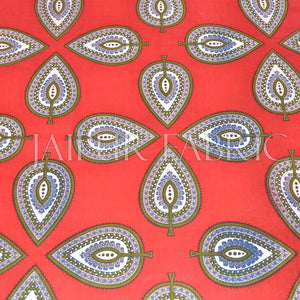 Red Color Jaipuri Paan Patti Print Double Bed Sheet
