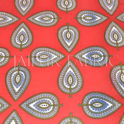 Red Color Jaipuri Paan Patti Print Double Bed Sheet