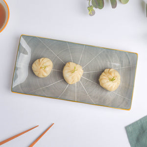 Willow Dark Grey Ceramic Long Plate 10 inch