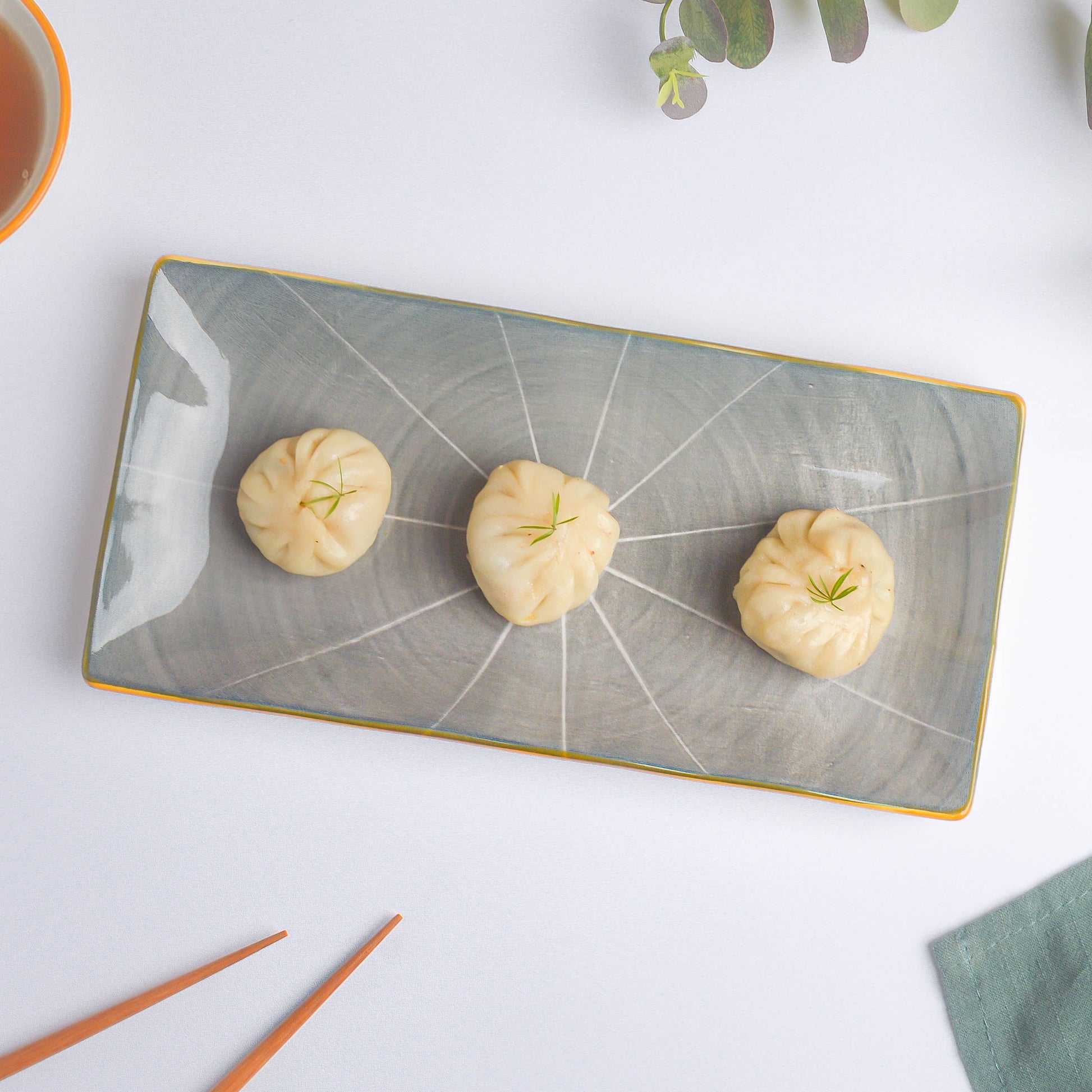 Willow Dark Grey Ceramic Long Plate 10 inch