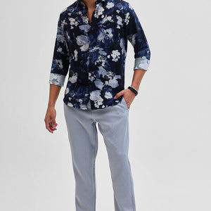 Navy Textured Abstract Shirt