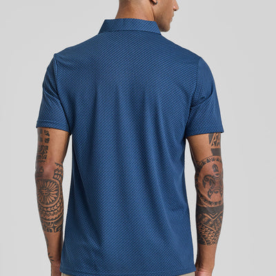 Blue Textured Polo T-Shirt