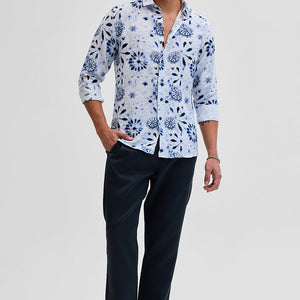 White Textured Floral Shirt