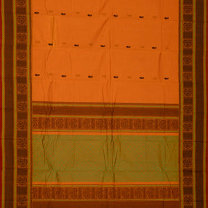 Mango Yellow Handloom Kanchi Cotton Saree With Mango Buttas