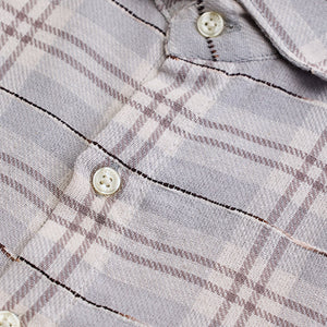 Light Grey Slub Textured Checks Shirt