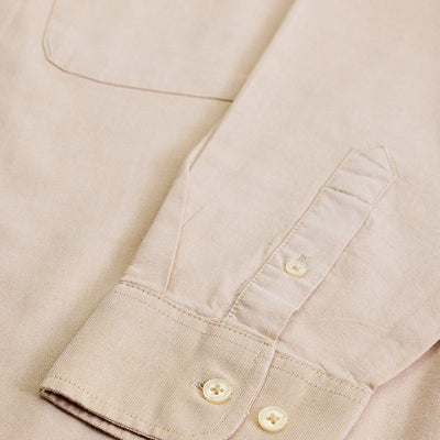 Beige Button Down Regular Fit Shirt