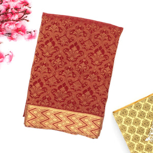 Maroon Handwoven Banarasi Georgette Silk Saree With Floral Motifs