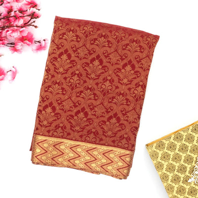 Maroon Handwoven Banarasi Georgette Silk Saree With Floral Motifs