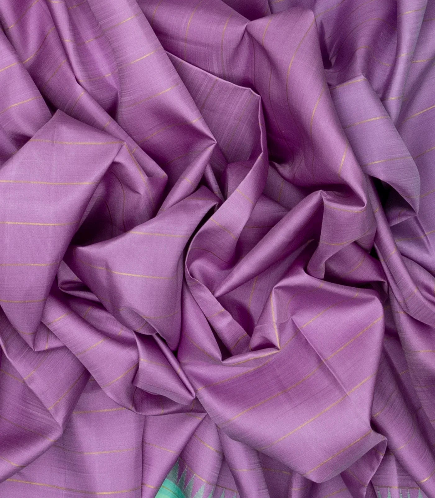 Lavender Handloom Kanchipuram Korvai Silk Saree With Stripes