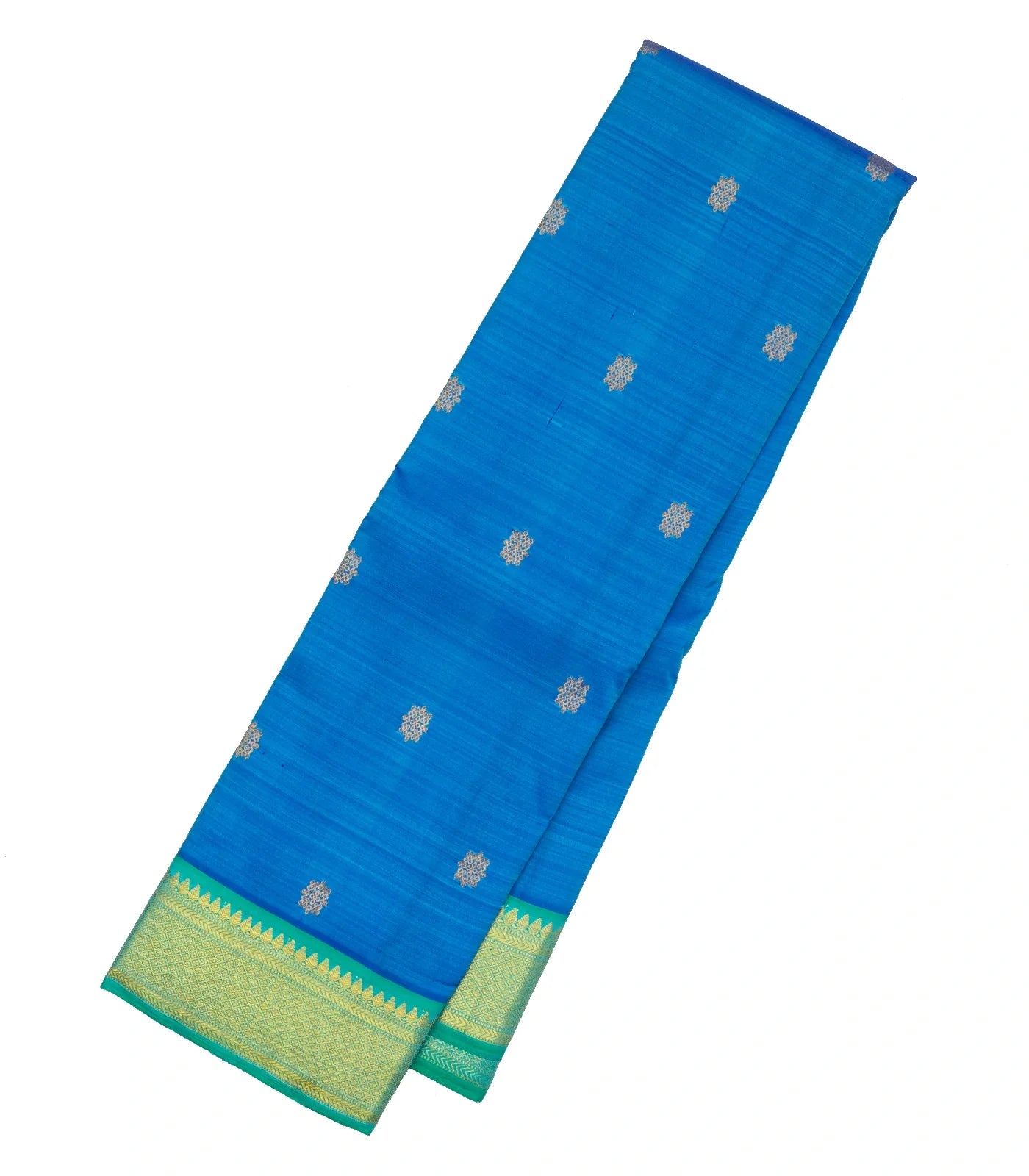 Light Blue Handloom Kanchipuram Silk Saree With Kolam Buttas