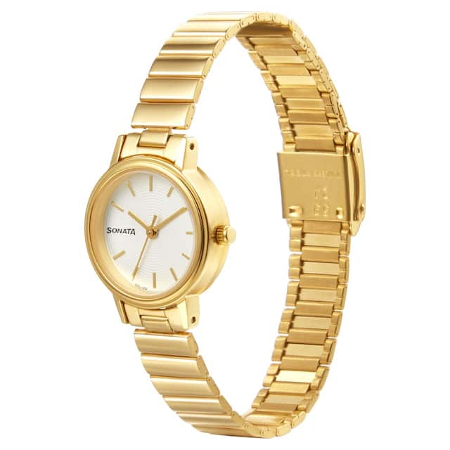Essentials White Dial & Golden Strap