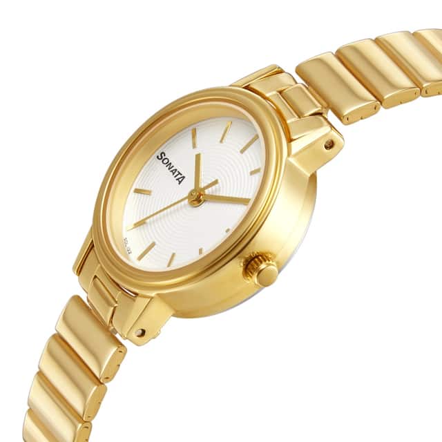 Essentials White Dial & Golden Strap