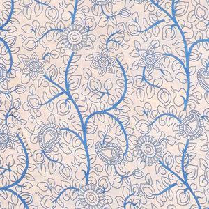 Yellow floral vine machine-printed kalamkari cotton saree, contrast tree motifs border & peacock pallu
