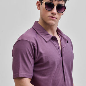 Purple Textured Polo T-Shirt