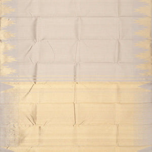 Taupe Handloom Kanchipuram Silk Saree With Zari Checks