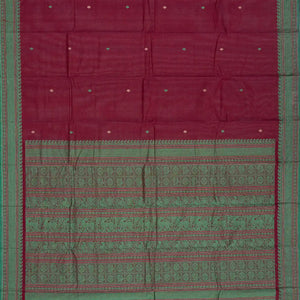 Burgundy Handloom Kanchi Cotton Saree With Diamond Motifs