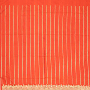 Red Handwoven Banarasi Silk Saree With Diagonal Floral Motifs