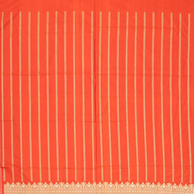 Red Handwoven Banarasi Silk Saree With Diagonal Floral Motifs