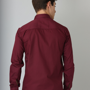 Frankshirt Maroon Solid Tailored Fit Cotton Casual Shirt for Man