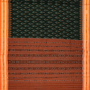 Sea Green Handloom Orissa Cotton Saree With Tie & Dye Floral Motifs