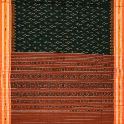 Sea Green Handloom Orissa Cotton Saree With Tie & Dye Floral Motifs