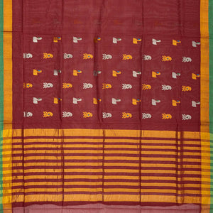 Maroon Handloom Venkatagiri Cotton Saree With Annam & Mango Buttas
