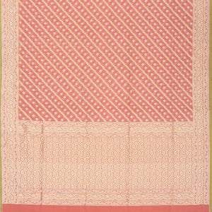 Peach Handwoven Banarasi Silk Cotton Saree With Floral Motifs