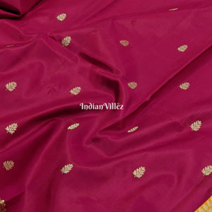 Wine with Mustard Yellow Designer Banarasi Katan Silk Saree
