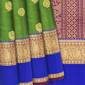 Green Handloom Soft Silk Saree With Annam Motifs-Green