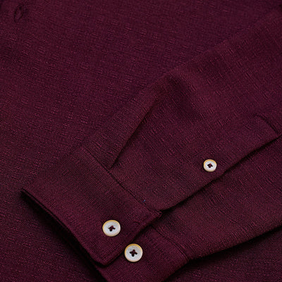 Maroon Mandarin Slim Fit Shirt