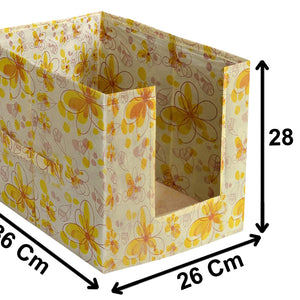 Kuber Industries Saree Organizer for Wardrobe/Closet Storage Box and Clothing Organiser for Women Clothes With Flower Design (Yellow)