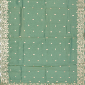 Aquamarine Woven Viscose Saree With Floral Embroidery