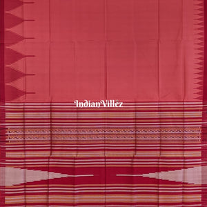 Peach Red Phoda Kumbha Sambalpuri Ikat Silk Saree