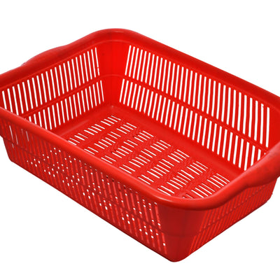 Kuber Industries 2 Pieces Plastic Kitchen Dish Rack Drainer Vegetables and Fruits Basket Dish Rack Multipurpose Organizers,Large Size,Blue & Red