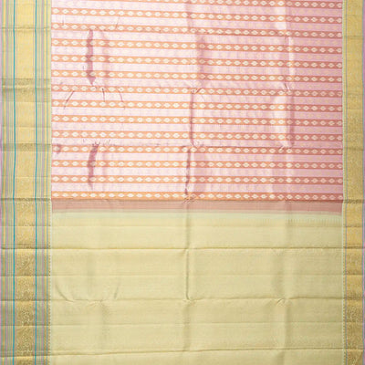 Dusty Pink Handloom Kanchipuram Korvai Tissue Silk Saree With Floral Motifs