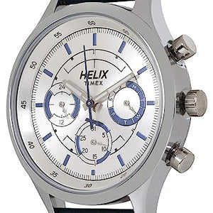 Helix Silver Dial Leather Strap
