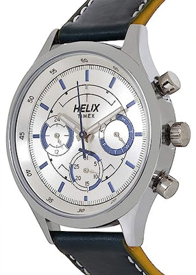 Helix Silver Dial Leather Strap