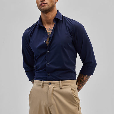 Dark Blue Slim Fit Stretch Shirt