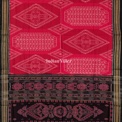 Red Odisha Ikat Sambalpuri Pure Cotton Saree
