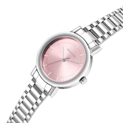 Essentials Pink Dial & Stainless Steel Strap