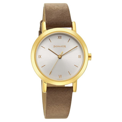 Essentials Silver Dial & Leather Strap