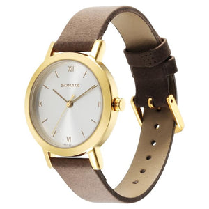 Essentials Silver Dial & Leather Strap