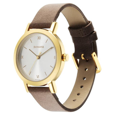 Essentials Silver Dial & Leather Strap